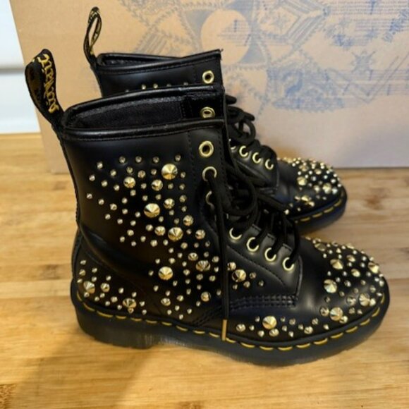 NWOT - Dr Martens 1460 Midas Smooth Leather Gold Studded Boots – RARE - Picture 9 of 16